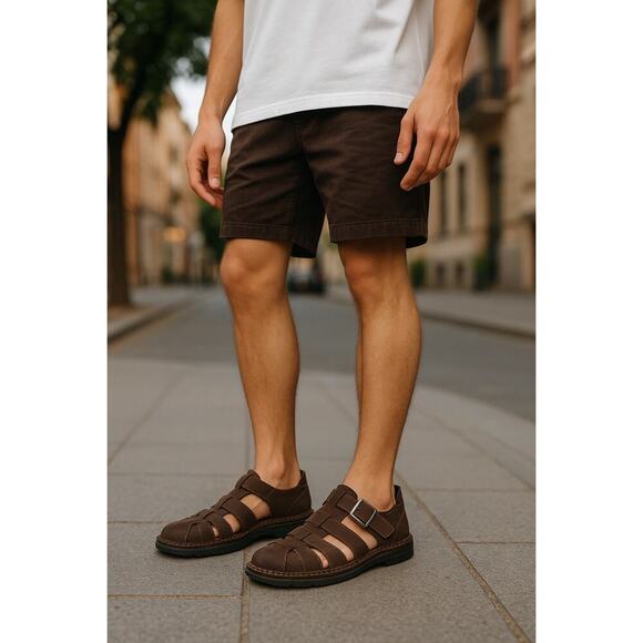 Josef Seibel Men’s Brown Leather Fisherman Sandals EU 47 US 13 Comfort Casual - Picture 1 of 5